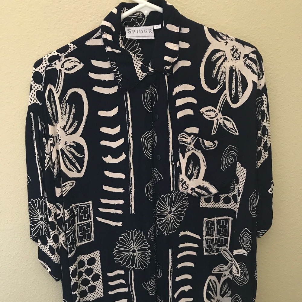 Spider Large Navy blue women's button up top